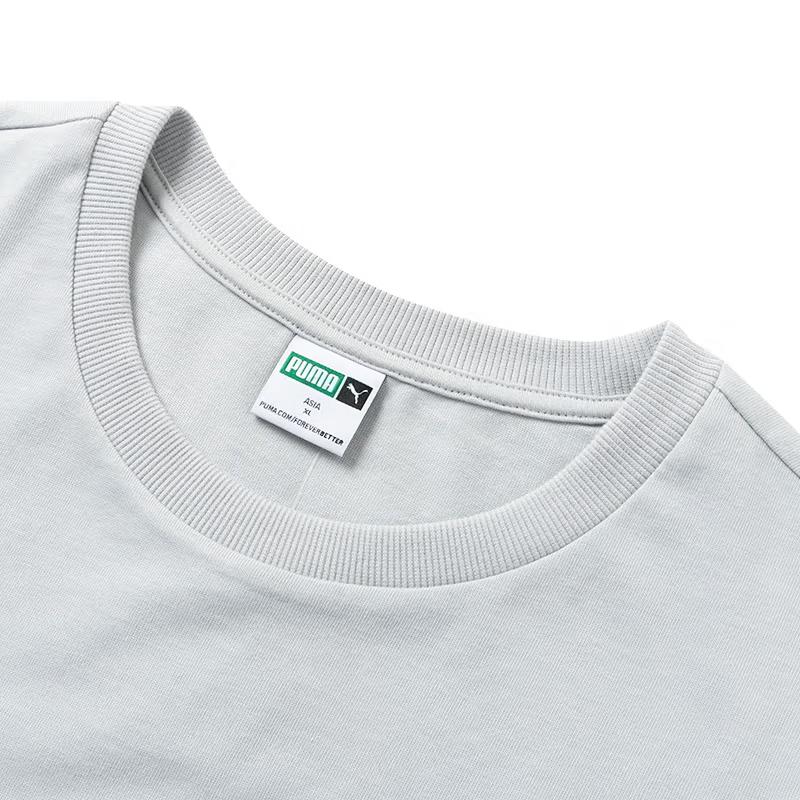 Puma Embroidered Letter Design Casual Breathable Short Sleeve T-Shirt With Dropped Shoulders SS24 Men Tops Gray 630352-10