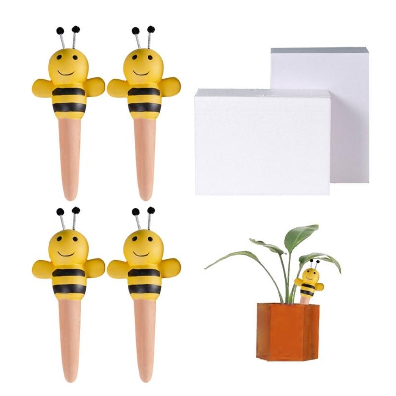 4pc Self Watering Planter Insert Plant Watering Stakes Bees Terracotta Watering Spikes Automatic Water Irrigation Device