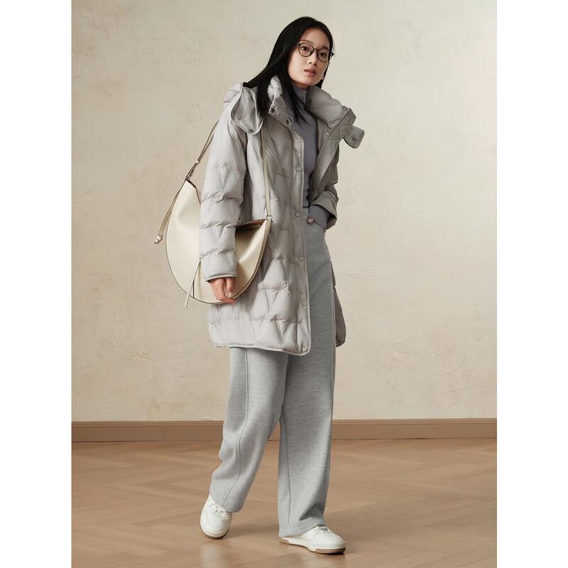 Jiu Zi Anna Coquette Women's Hooded Mid-Length White Goose Down Jacket