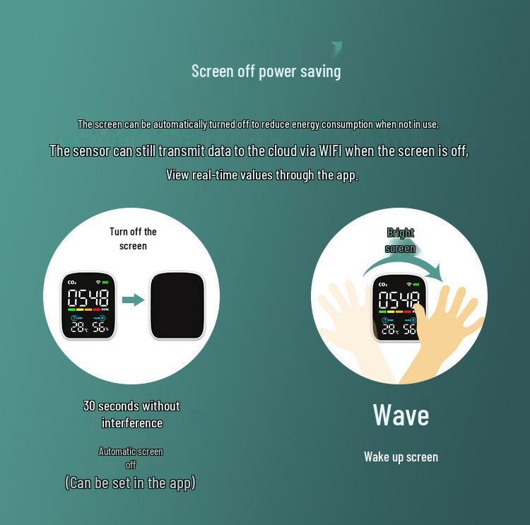 Infrared CO2 Detector with Tuya Temp & Humidity Sensor - Accurate Air Quality Monitoring