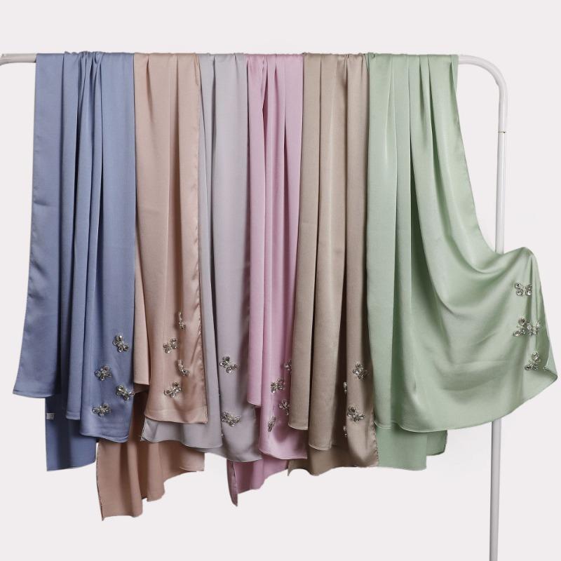 New Bubble Chiffon Butterfly Rhinestone Long Scarf For Women Ethnic Style