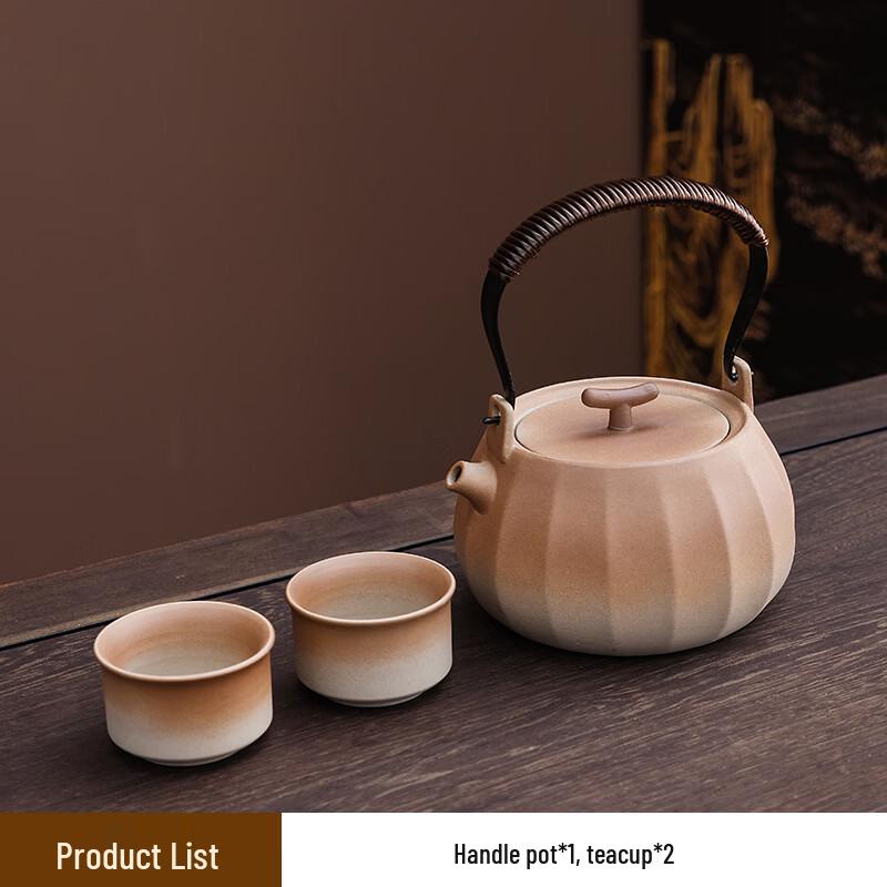 Shangqi Retro Rustic Ceramic Teapot and 4 Cups Set