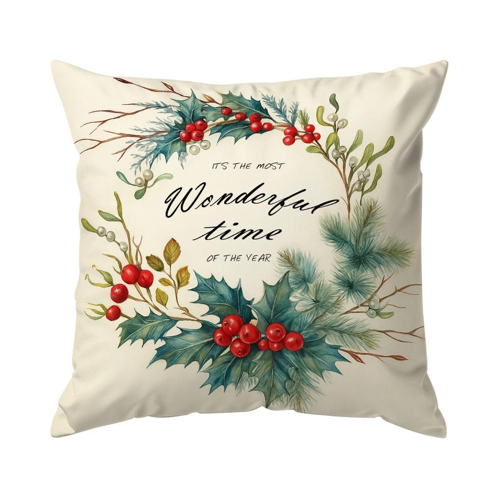 Christmas Birds Cushion Pillowcase Printed Polyester 45X45Cm Throw Pillowcover Decorative Sofa Cushion Pillowslip Home Decor