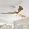 Sofucor 132 cm Ceiling Fan with LED Light, Remote Control, DC Power Supply, Timer, Solid Wood, 2 Colors Available