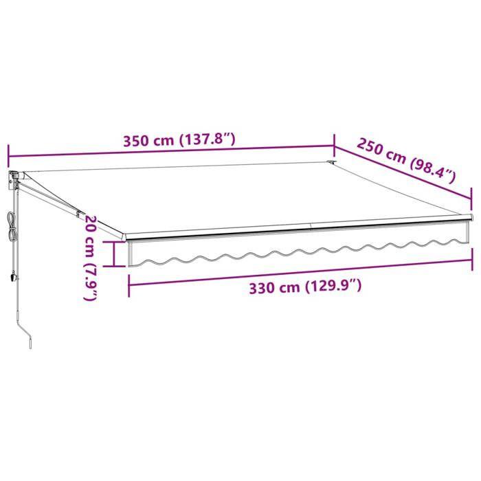 VidaXL Retractable Awning Anthracite and White 3.5x2.5m Fabric/Aluminium, Awning, Patio Awning, Window Awning, Blinds, 3216119