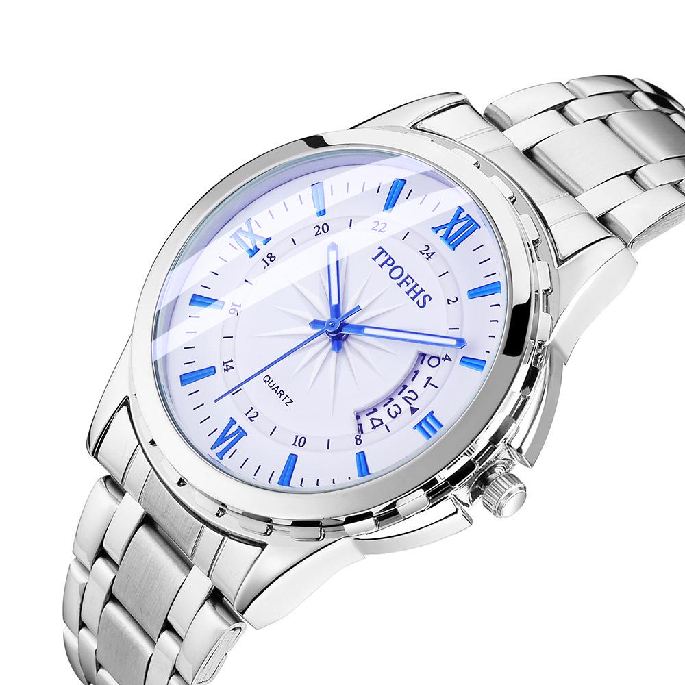 Men Watch Simple Business Blue Light Waterproof Calendar Advanced Stainless Steel Watches Male Fashion Quartz Clock Wristwatches