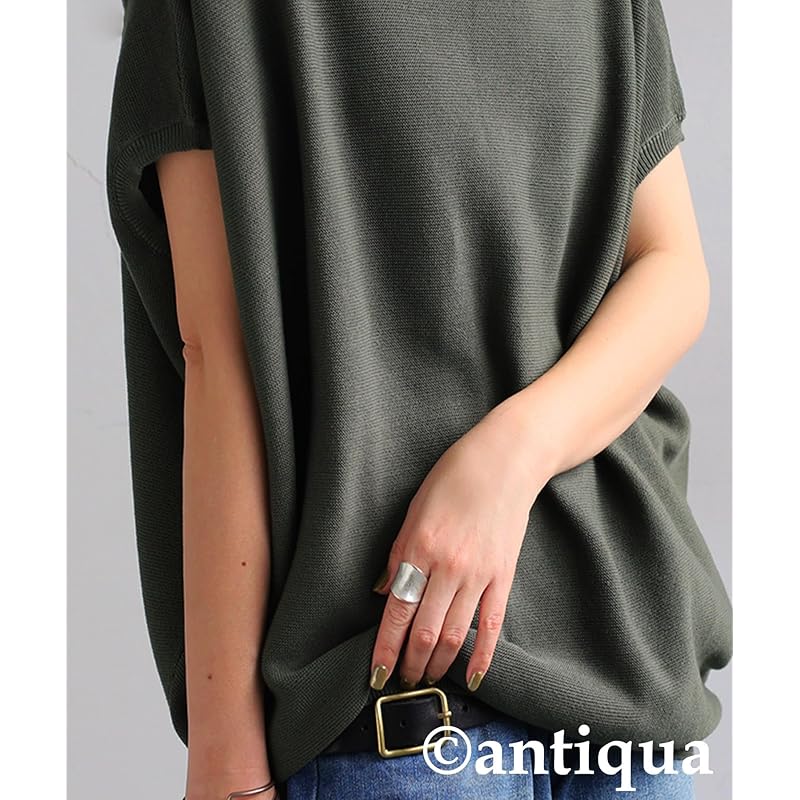 [antiqua] [Antica] dolman knit ladies tops short sleeve french NA-00480 Onesize 02 khaki