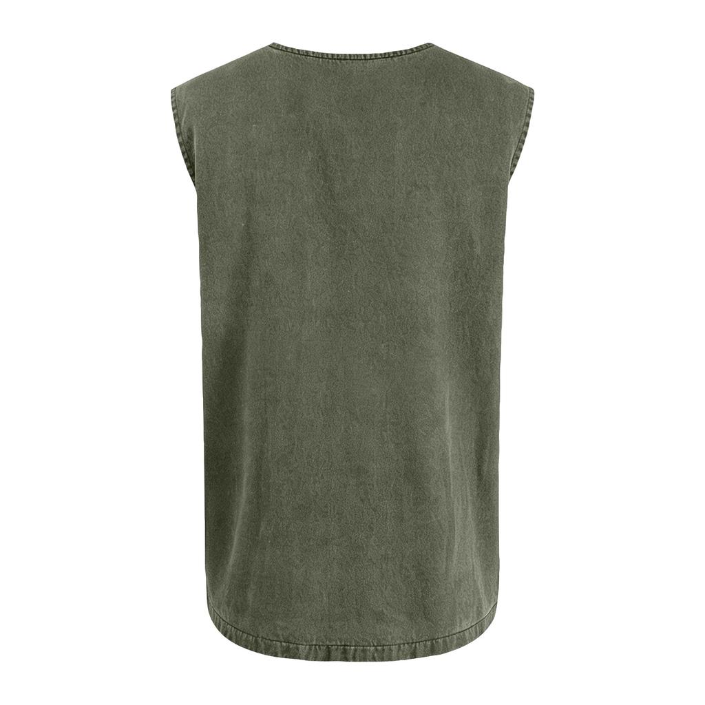 Canotta da uomo senza maniche in cotone con tasca, vestibilità casual rilassata, stile Henley, maglia sportiva per muscoli, per l'uso quotidiano