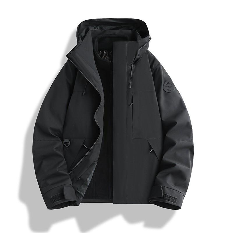 Mens Womens 3-in-1 Removable Hooded Windproof Warm Outdoor Jacket Hiking Camping Fishing Cycling