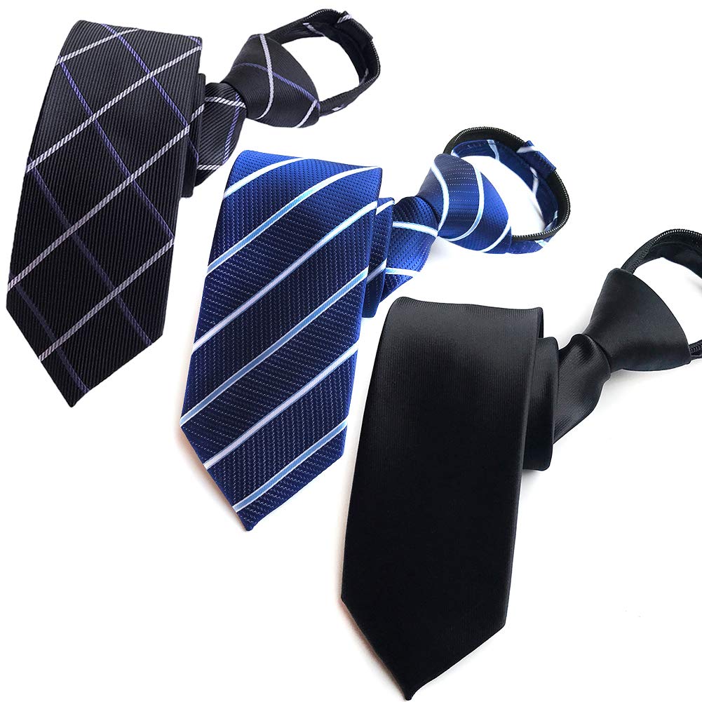 

[FANGXI] One-Touch Tie, 5-Second Attachment, No-Tie Tie, 8cm, Zip-Type, Formal, Men s, No Ironing, Washable, Business, Casual, Job Hunting, Black,
