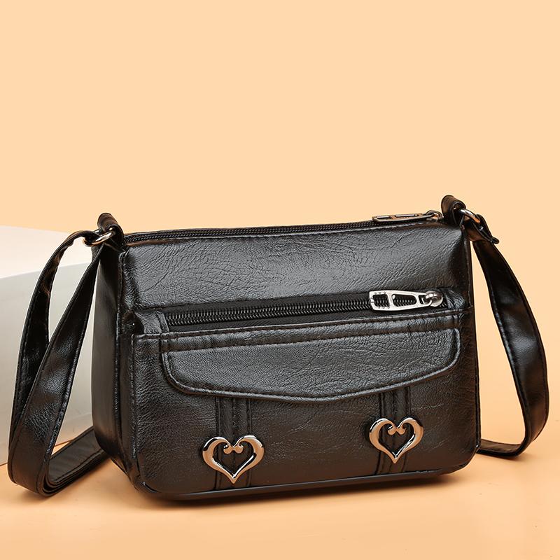 

Женская сумка, винтажная сумка через плечо, черная сумка для мобильного телефона, женская сумка среднего возраста, новая модная универсальная сумка через плечо, сумка-мессенджер