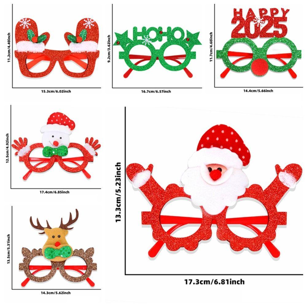 6pcs Funny Santa Claus Snowman Glasses Cartoon New Year Decorative Glasses  Masquerade Party