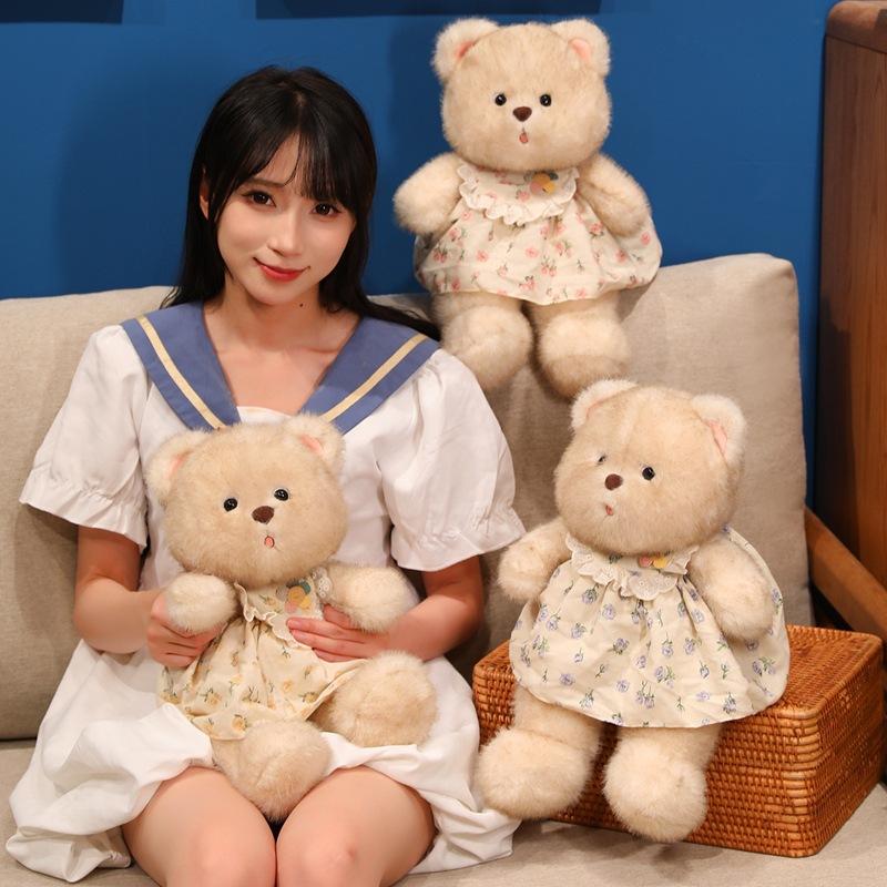 Bai Fen Bai Dolls And Toys Flower Skirt Couple Teddy Bear Doll Plush Toy Bear Hug Bear Doll Children Soothing Rag Doll