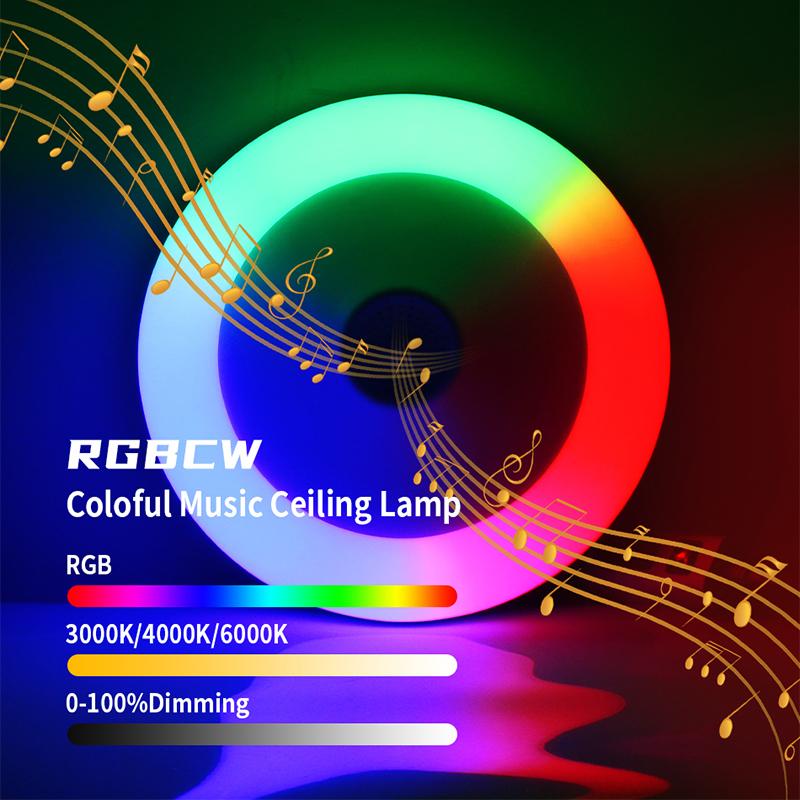28W RGB Dimmbare Musik Deckenleuchte Fernbedienung Deckenleuchten AC110-265V für Zuhause Bluetooth Lautsprecher Beleuchtungskörper
