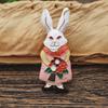 Little Bunny Collar Pin Badge Enamel Alloy Corsage Cartoon Animal Rabbit Brooches Vintage Scarf Buttoning for Woman Suit Pins