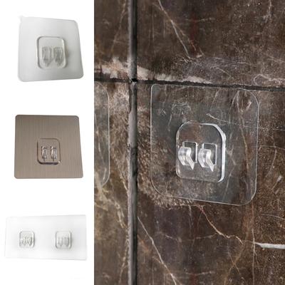 4pcs Strong Self Adhesive Wall Hook Waterproof Non-perforated Sticky Hooks for Shelves Towel Mop Handbag Holder Home Organizer