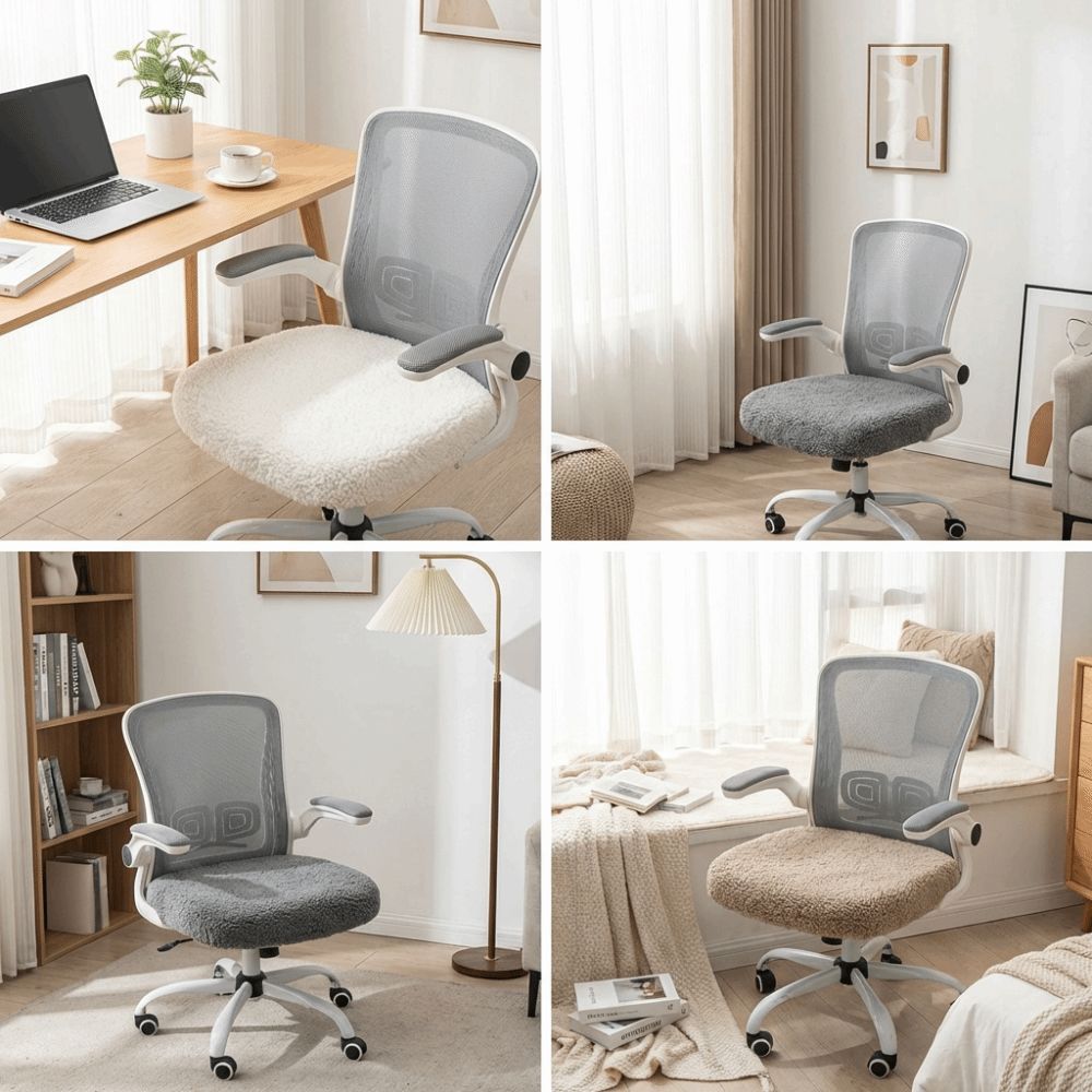 Stretch Computer Chair Seat Cozy Plush Elastic Chair Cover Chair Seat Protector  Winter Use