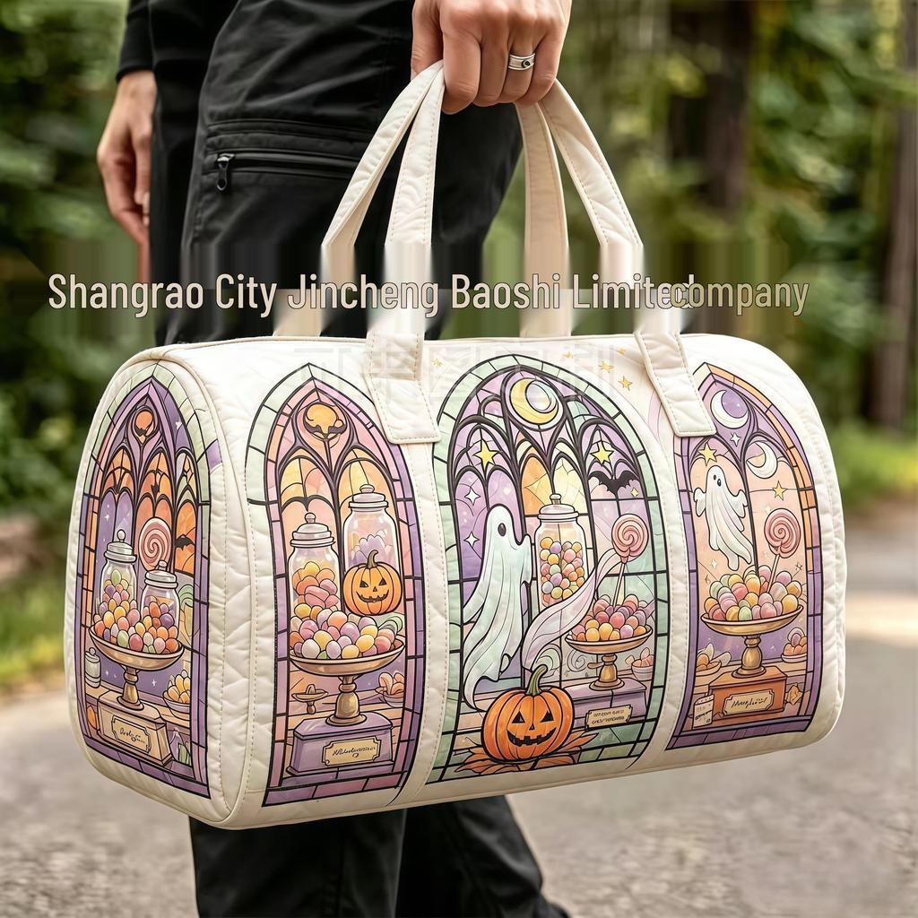 3D Gothic Buntglasdruck Halloween Sporttasche - Multifunktionale Reisetasche