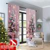 2pcs  Sweet Pink Snowman Pattern Curtains   Cute Design Light - Filtering Polyester Curtains for Christmas Home Windows