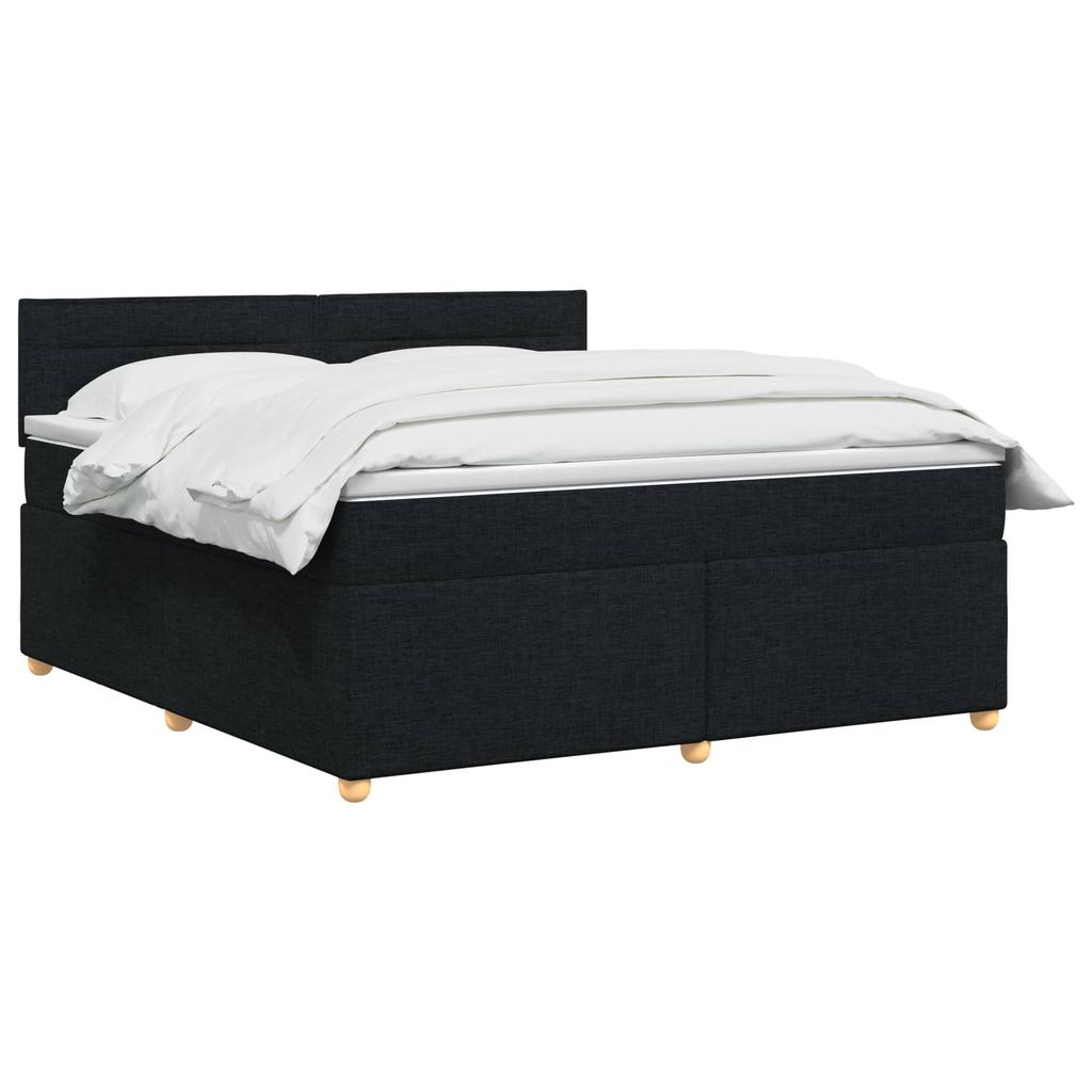 Box Spring Bed with Mattress Black 140 x 190 cm Fabric