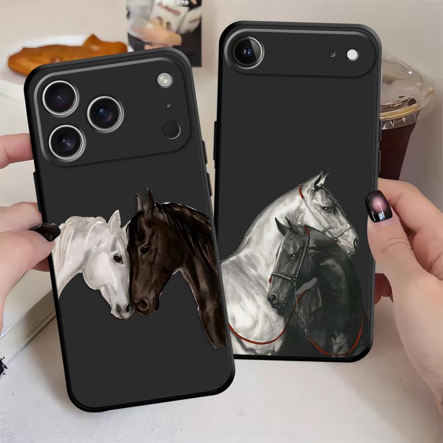 White Black Horse Funda Phone Cover Case for Apple iPhone 17 Pro Max 11 XR XS MAX 14 12 Air 16 15 Pro 7 8 13