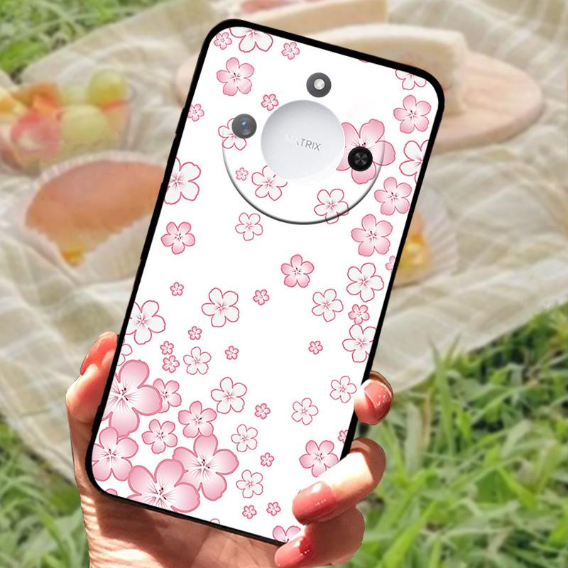 For Huawei Honor X60 Case Flowers Painted Cover Black Silicone Soft TPU Phone Case For Honor X60 Protective Shell Bumper