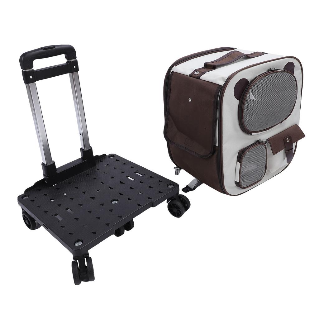 Pet Carrier Backpack with Wheels 2 in 1 Breathable Window Large Capacity Portable Rolling Cat Dog Carrier Bag for