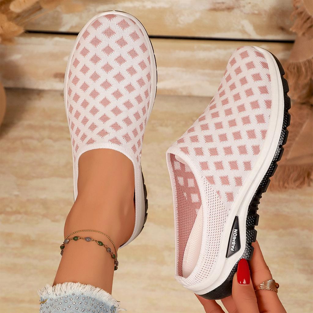 Women Breathable Mesh Slip On Casual Sport Shoes Lightweight Flexible Sole Comfortable Fit Fashion Letter Design