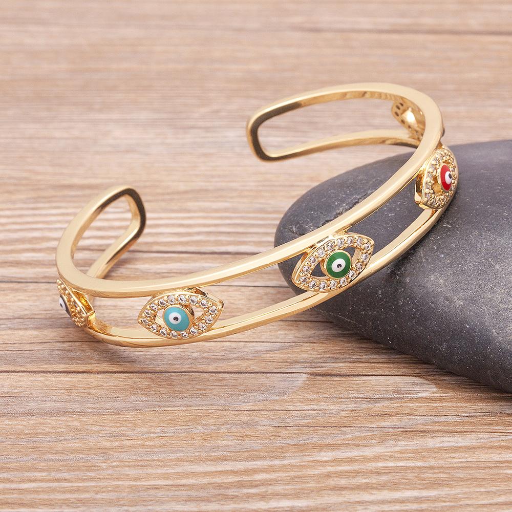 New Luxury Creative Design Turkish Evil Eye Cuff Bangle For Women Men Zircon Jewelry Hot Sale Party Wedding Lucky Gift Wholesale