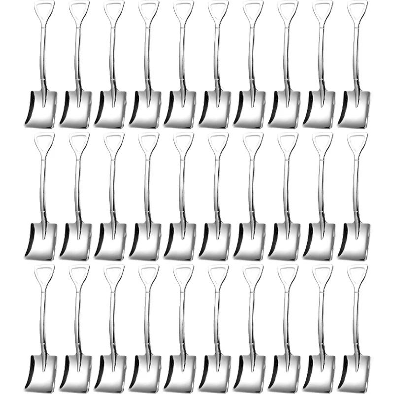 30/2Pcs Stainless Steel Coffee Spoon Creative Fruit Ice Cream Dessert Shovel Spoons Teaspoons Tableware Sets Kitchen Accessories