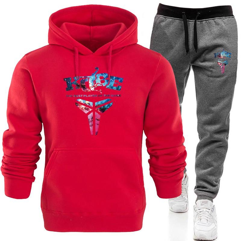 Kobe Bryant Memorial Hoodie Set Mens Black Mamba Streetwear Starry Sport Tracksuit Winter