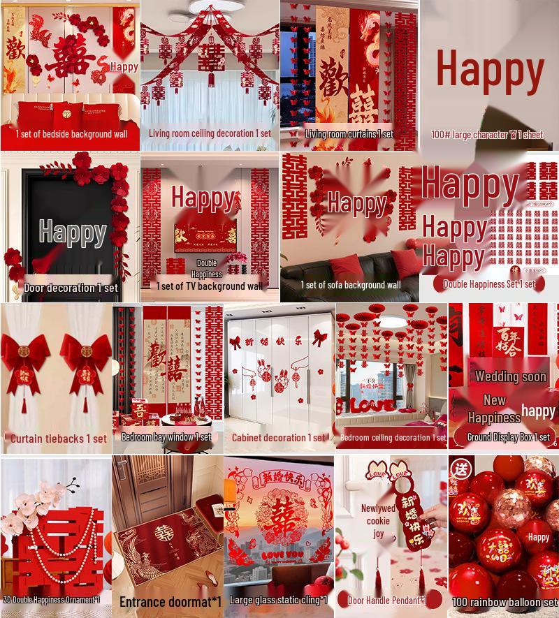 Complete Wedding Room Decoration Set: Bride & Groom's Bedroom Decor Essentials