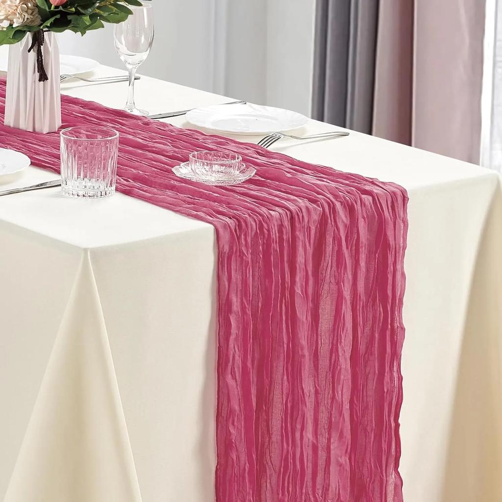 10 szt. bieżnik stołowy z gazy stołowej Boho 90x180cm Romantyczny bieżnik stołowy na wesele, wieczór panieński, przyjęcie urodzinowe