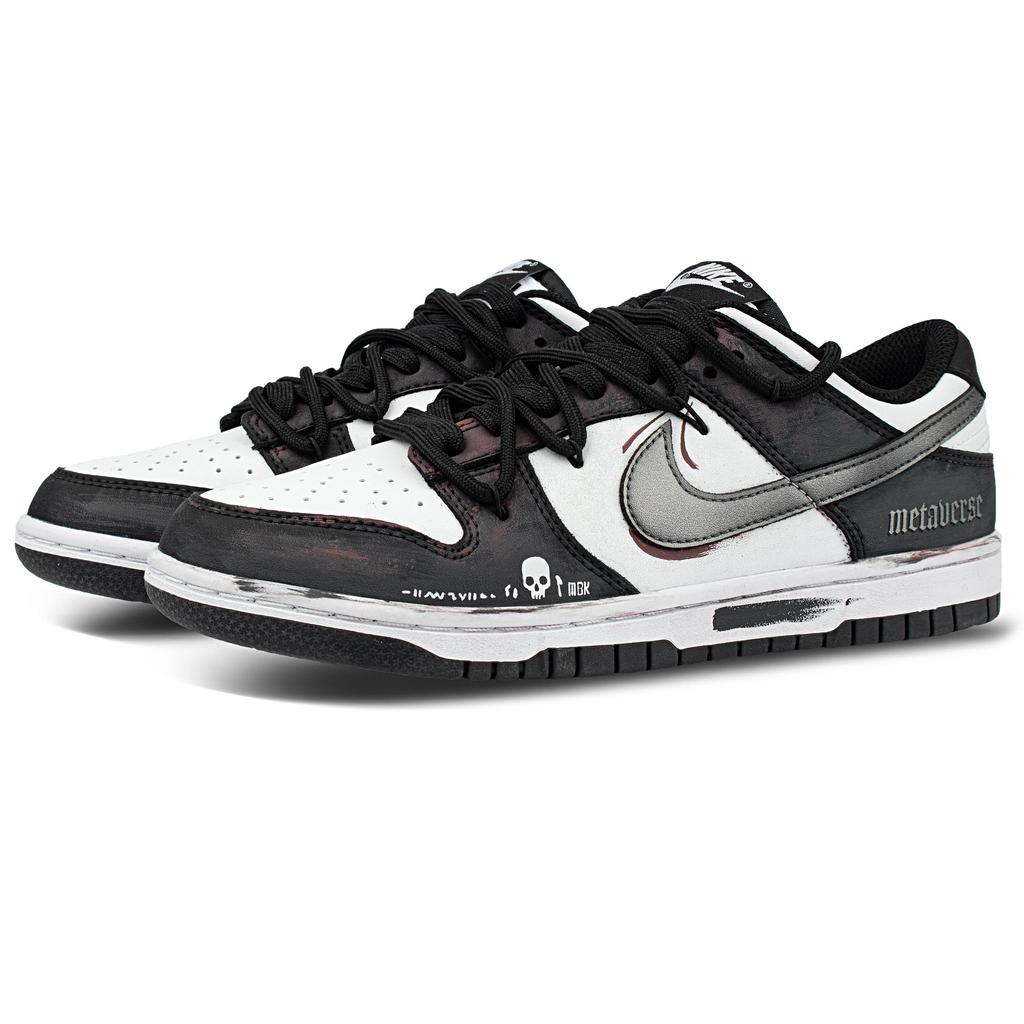 Nike Dunk Cow Leather Abrasion Resistant Low Top Skateboard Shoes Unisex Black White DD1391-100(team1954--BOX)