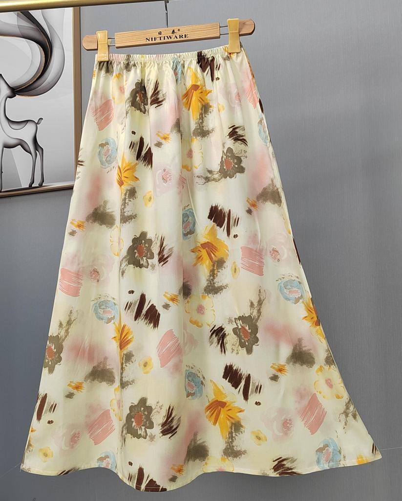 Γυναικεία καλοκαιρινή φαρδιά φούστα από βαμβακερή μεταξωτή - Plus μέγεθος, φιλική προς τη μητρότητα, Leisure Style Νοτιοανατολικής Ασίας