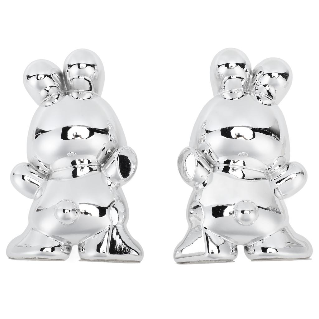 Book Ends Stable Rabbit Shaped Resin Ornament Decorative Bookends for Bedroom Study Shelves Silver