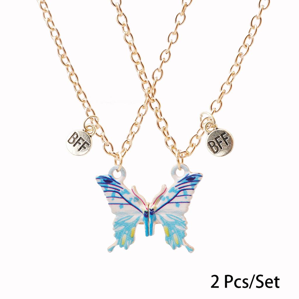 2 Stück/Set Beste Freunde Anhänger Halskette Für Frau Magnetisch Verstellbar Regenbogen Gänseblümchen Liebhaber Zerbrochenes Herz Kette BFF Schmuck Geschenke