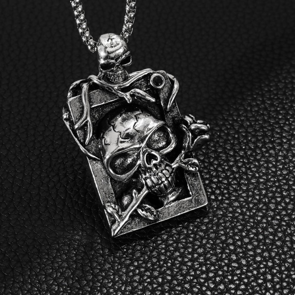 Rock Hip Hop Driedimensionaal Legering Schedel Roos Mannen Hanger Ketting