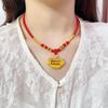 Baby Longevity Gold Lock Necklace: Red Collar Koi Design for 1st Birthday Gift