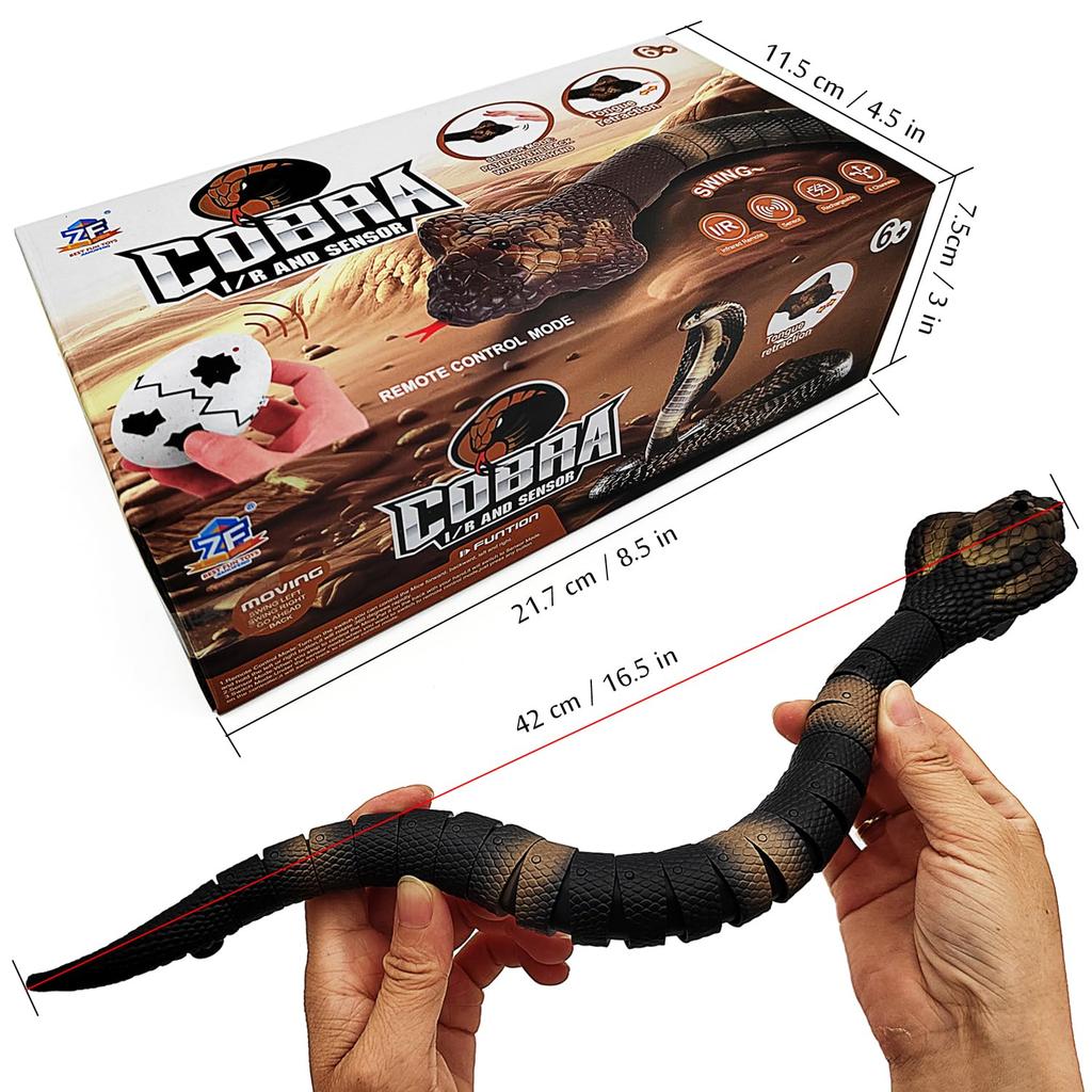Remote Control Snake Toy with Electronic Sensor, RC Cobra with Realistic, Fast and Flexible Movements, Fake Horror, Perfect for Pets, Cats, Dogs,
