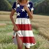 Women's Casual Fashion Round Neck Short Sleeve Independence Day Printed Midi Dress