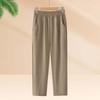 Mom's Lightweight Nine-Point Ice Silk Pants for Summer - Loose, Straight-Leg, Plus Size