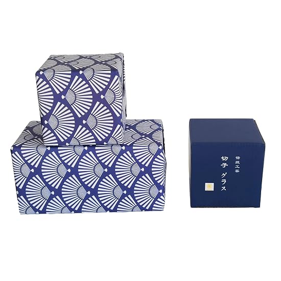 FONYUHUA Kiriko Glass Tumbler Rock Glass, Kikutsunagi Pattern, 260cc, 1 Piece, Blue