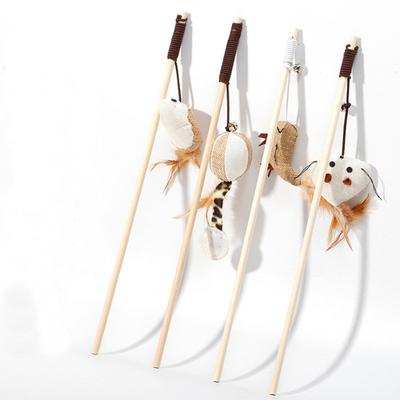 1PC Teaser Feather Toys Kitten Funny Colorful Rod Cat Wand Toys Wood Pet Cat Toys Interactive Stick Pet Cat Supplies