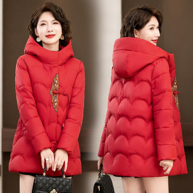 Mom winter down cotton cotton jacket foreign style short new middle-aged and elderly Chinese style warm cotton-padded coat women's coat