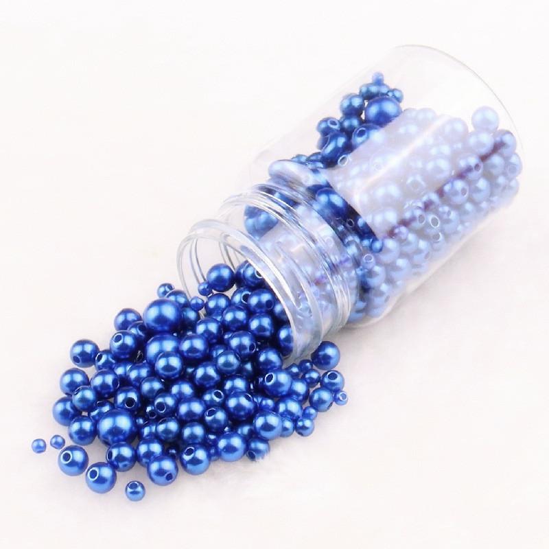 3-10Mm Solid Color Abs Round Perforated Imitation Pearl Handmade Diy Jewelry Beaded Bracelet Earrings Accessories Perforated Beads