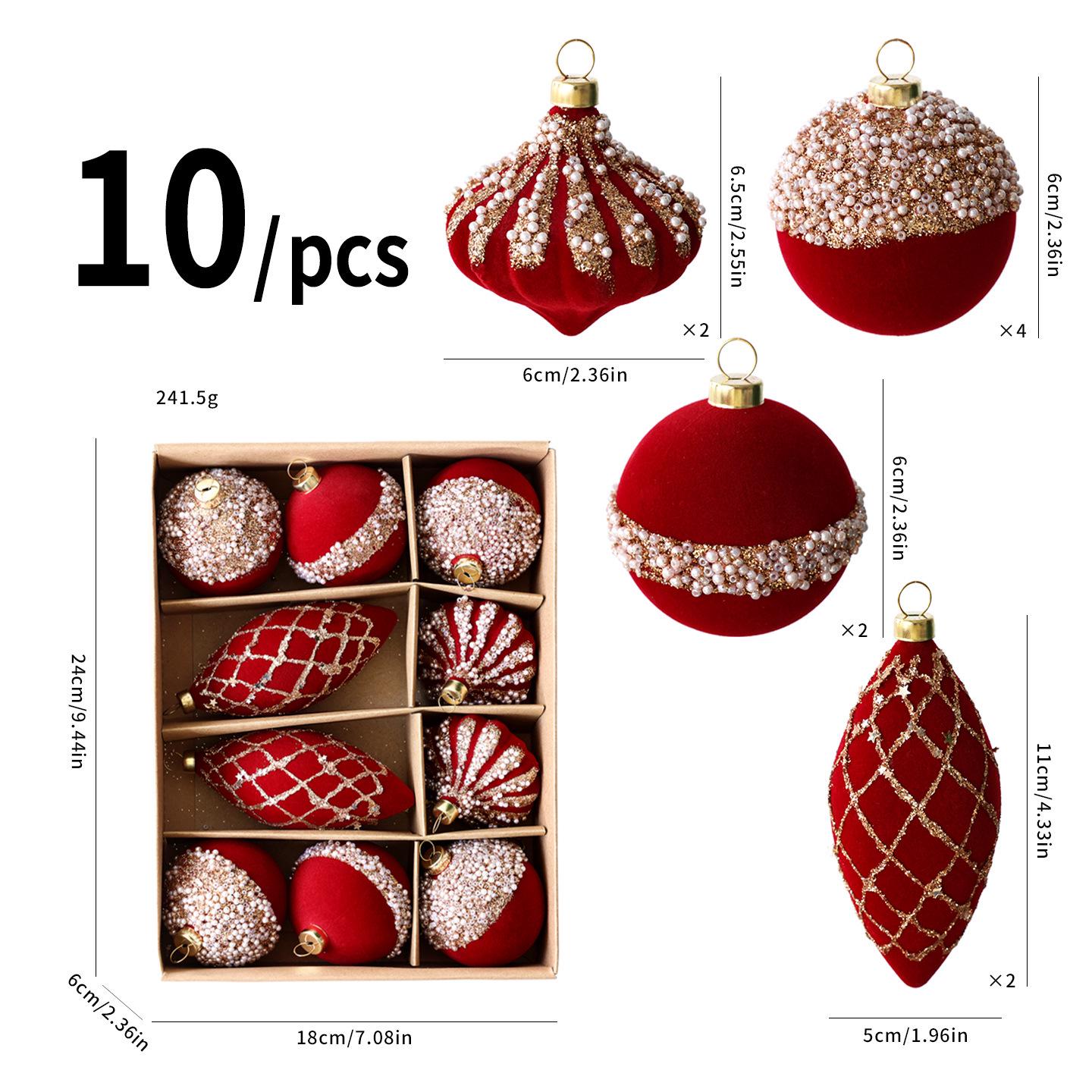 6/8CM Flocked Painted Onion Ball Ornaments for Christmas Tree and Ceiling Decoration