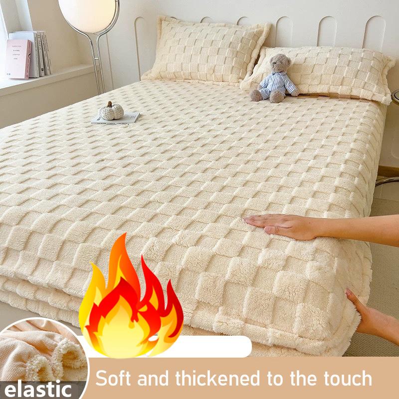 1PC Autumn and Winter Plush Bed Sheet Mattress Cover Beige Green 90 * 200cm/120 * 200cm/150 * 200cm/180 * 200cm/200 * 220cm