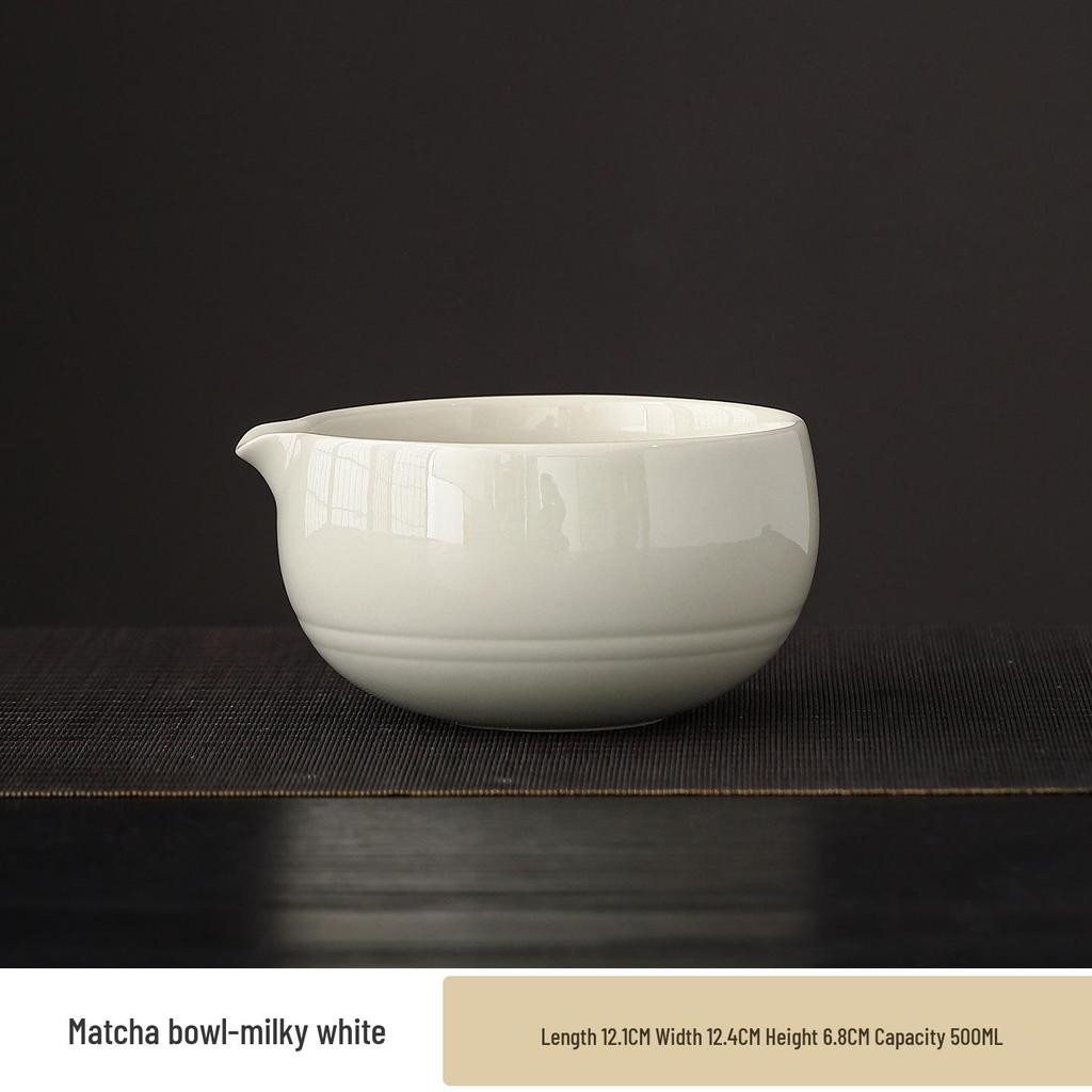 Japanese Matcha Tea Set: Ceramic Bowl & Whisk