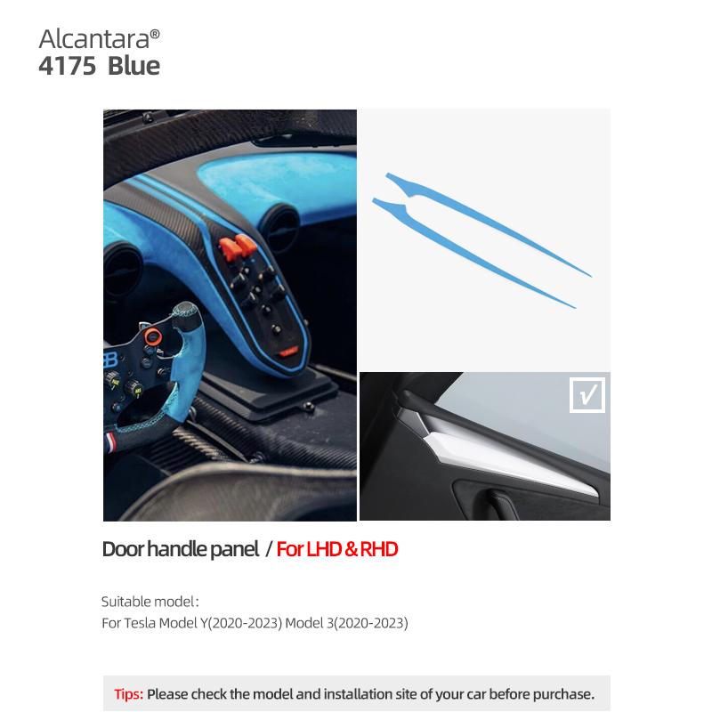 Betterhumz For Tesla Model Y Model 3 Car Door Handle Side Trim Armrest Strip Made of Alcantara Cover Interior Decor Accessories